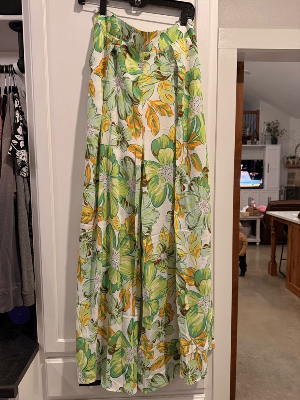 She + Sky White with Green and Yellow Floral Palazzo Pants